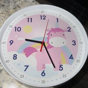 Unicorn Wall Clock - Pink and White